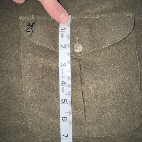 Browning Button Up Shirt Mens XL Forest Green Long‎ Sleeve Casual Buck Suede - Picture 11 of 13